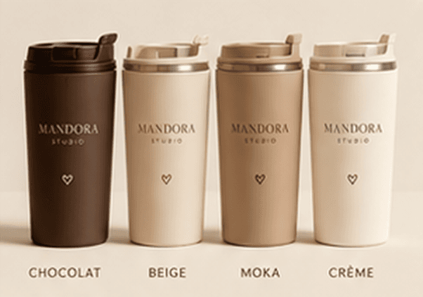 Travel mugs Mandora Studio en chocolat, beige, moka et crème